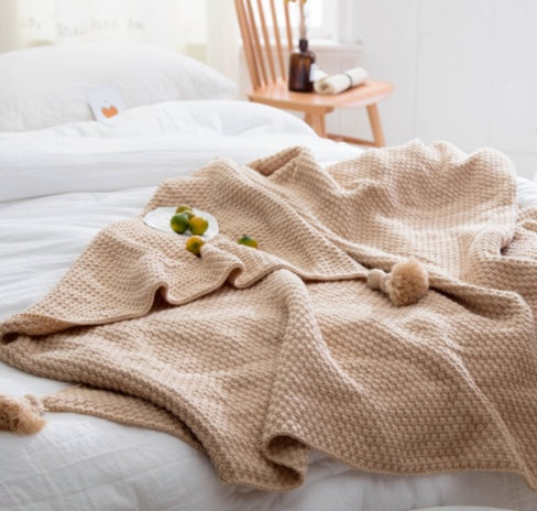 Nordic Fringe Knit Wool Blanket