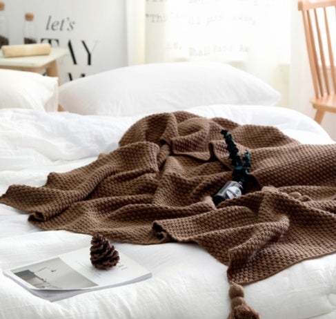 Nordic Fringe Knit Wool Blanket