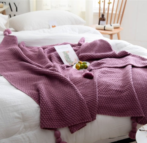 Nordic Fringe Knit Wool Blanket