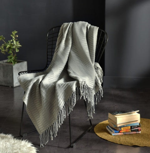 Fringed Knitted Blanket